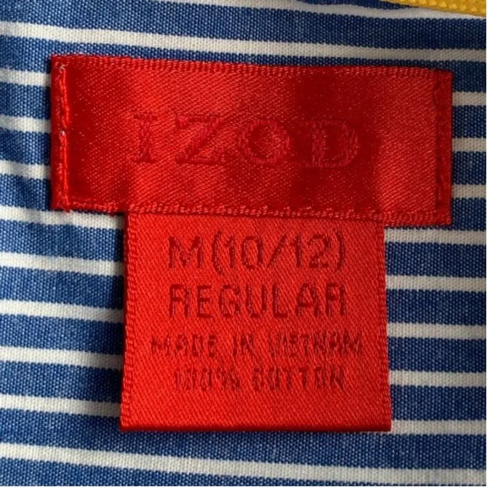 Izod Boy's Blue and White Long Sleeve Dress Shirt M (10-12)